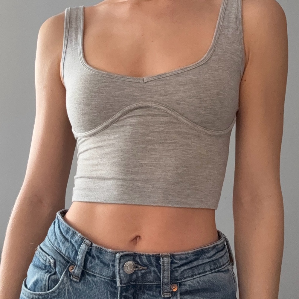 Oh Polly Gray Jersey Crop Tank